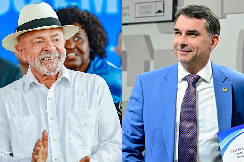 Presidente Lula e o senador Flávio Bolsonaro