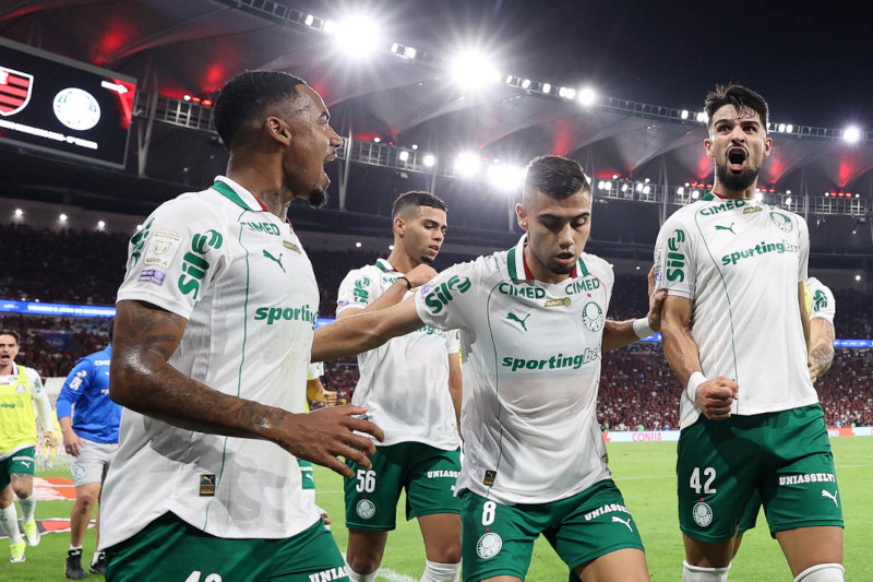 Flaco López abriu o placar para o Palmeiras na vitória sobre o Flamengo (Foto: Cesar Greco/Palmeiras/by Canon)