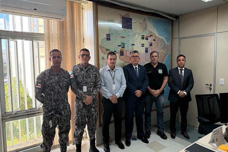 Anézio Paiva (o 4º da esquerda para a direita) com autoridades do Ministério da Justiça: mais investimento na segurança no Amazonas (Foto: SSP-AM/Divulgaão)
