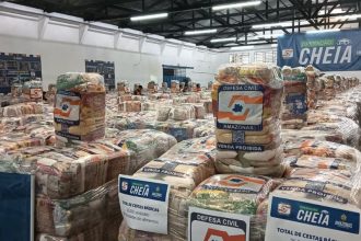 No total, serão distribuídas 26 mil cestas básicas (Foto: WhatsApp/Reprodução)
