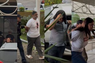 Nas primeirs horas da operação, um comboio com sete policiais civis chegou à Delegacia-Geral em Manaus (Foto: WhatsApp/Reprodução)