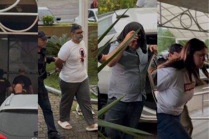 Nas primeirs horas da operação, um comboio com sete policiais civis chegou à Delegacia-Geral em Manaus (Foto: WhatsApp/Reprodução)