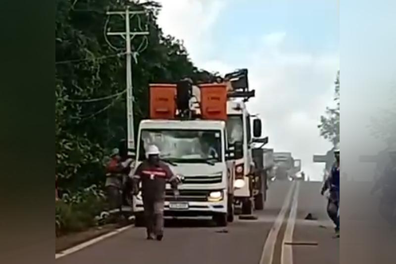 Acidente ocorreu durante manutenção da rede elétrica (Imagem: WhatsApp/Reprodução)