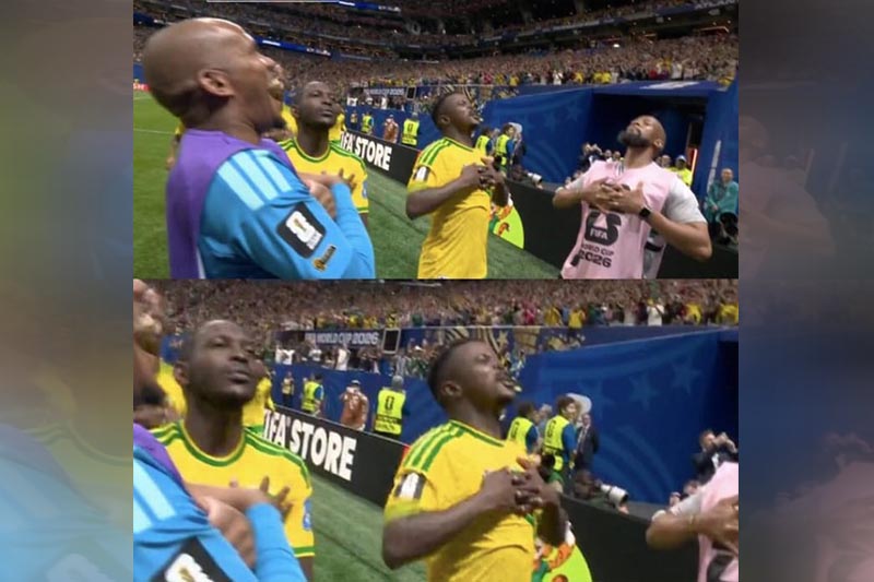 Dois momentos de Teboho Mokoena ao marcar gol de pênalti da África do Sul (Imagem: Fifa World Cup Media/X)