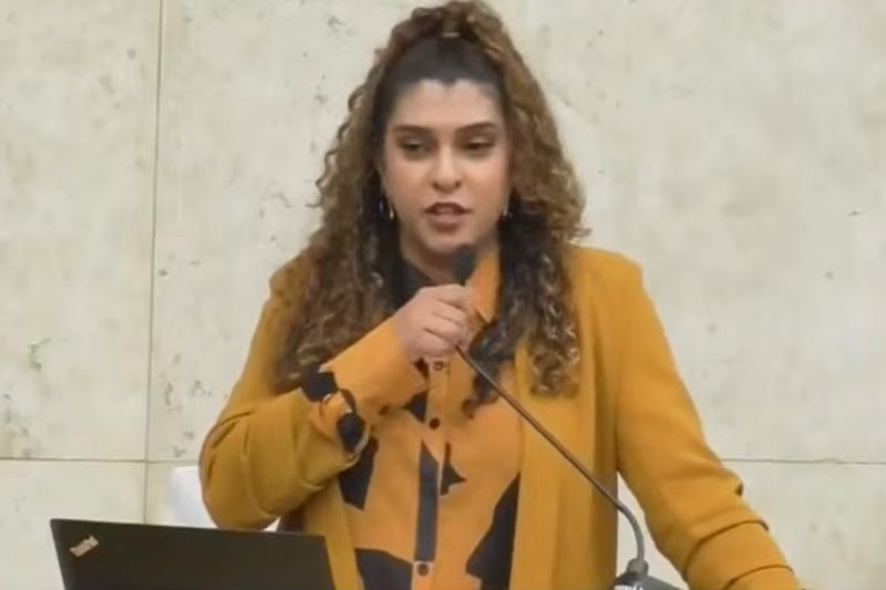 Amanda Paschoal afirma que ódio contra as mulheres dificulta representatividade política (Imagem: Rede Câmara SP/YouTube/Reprodução)