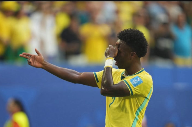 Vinícius Júnior comemora gol na vitória do Brasil sobre a Escócia (Foto: Fifa World Cup Media/X)