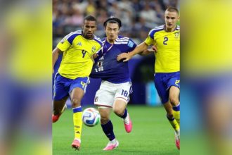 Lance de Japão e Suécia: japoneses enfrentarão o Brasil ao empatarem com os suecos (Foto: Fifa World Cup Media/Instagram)