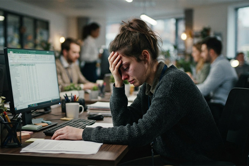Empresas devem adotar ações para prevenir contra riscos à saúde mental de trabalhadores (Imagem ilutsrativa criada por IA/Google)