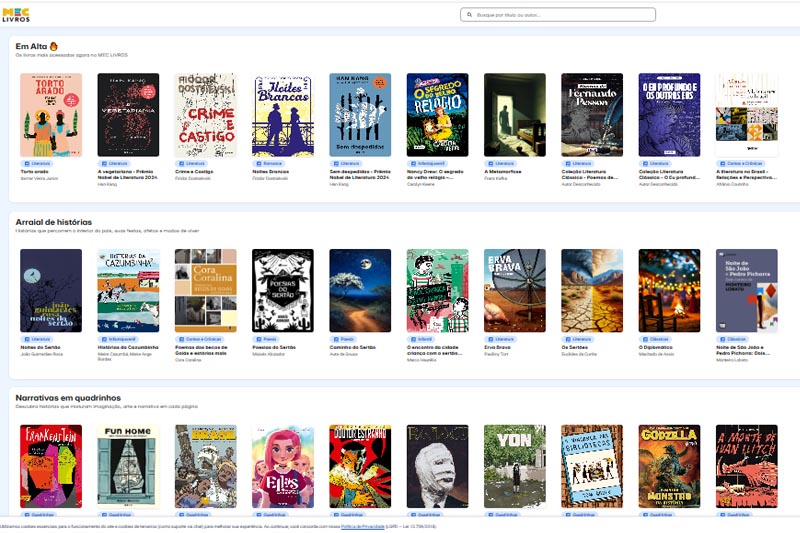 Plataforma MEC Livros possibilita acesso a obras da liberatura brasuleira e mundial (Imagem: Google/Reprodução)