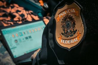 Agente federal confere site com imagens de pornografia infantil na Operação Desmascarados (Foto: PF/Divulgação)