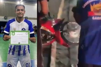 O estudante universitário Miller Matos, de 22 anos, não resistiu aos ferimentos graves e morreu no local (Foto: WhatsApp/Reprodução)