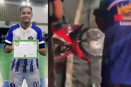 O estudante universitário Miller Matos, de 22 anos, não resistiu aos ferimentos graves e morreu no local (Foto: WhatsApp/Reprodução)