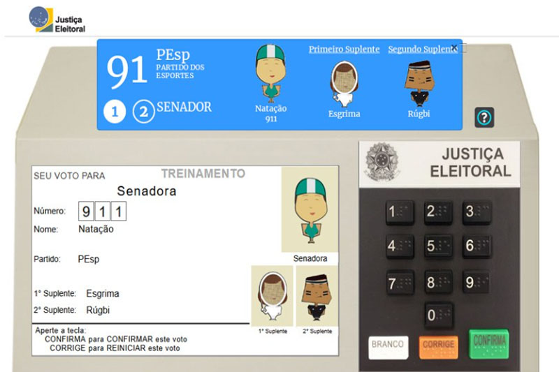 Na urna aparecerá o nome do candidato titular a senador e os dos suplentes (Foto: TSE/Divulgação)