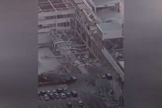 Prédio destruído em Kumamoto, no Japão: terremoto de 6,8 graus (Imagem: YouTube/Reprodução)