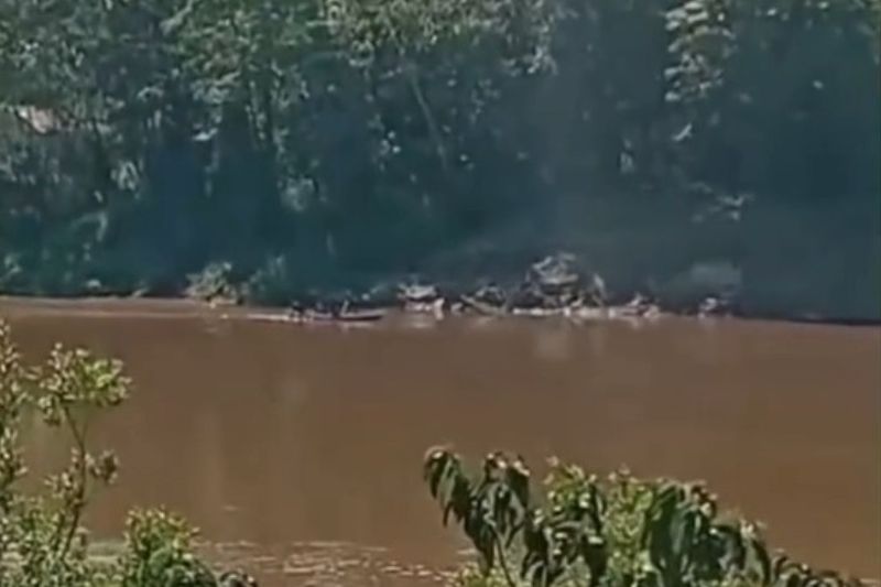 A Funai confirmou a passagem de um grupo de indígenas da etnia Korubo pelo rio Itacoaí, em Atalaia do Norte (a 1.136 km de Manaus) (Foto: Print/vídeo/rede social)