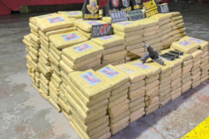 Foram apreendidos 530 tabletes de maconha skunk, somando cerca de 603 quilos (Foto: Divulgação)
