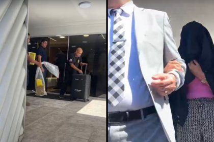 Uma mulher não identificada e acompanhada por um advogado foi conduzida pela Polícia Civil (Foto: WhatsApp/Reprodução)