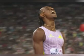 Alisson dos Santos ao bater o recorde mundial dos 400 m com barreiras (Imagem: Instagram/Reprodução)