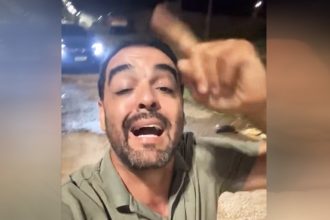 Prefeito Aurélio Ramos de Oliveira Neto em cena do vídeo em que critica elementos de ritual de matriz afgricana deixados na rua (Imagem: Facebook/Reprodução)