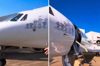 Avião de Zé Felipe com ilustração dos filhos e de Virginia Fonseca, a ex-esposa (Foto: Instagram/@zefelipe)