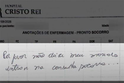 Escreveu pedido de socorro em ficha médica (Imagem: Instagram/Reprodução)