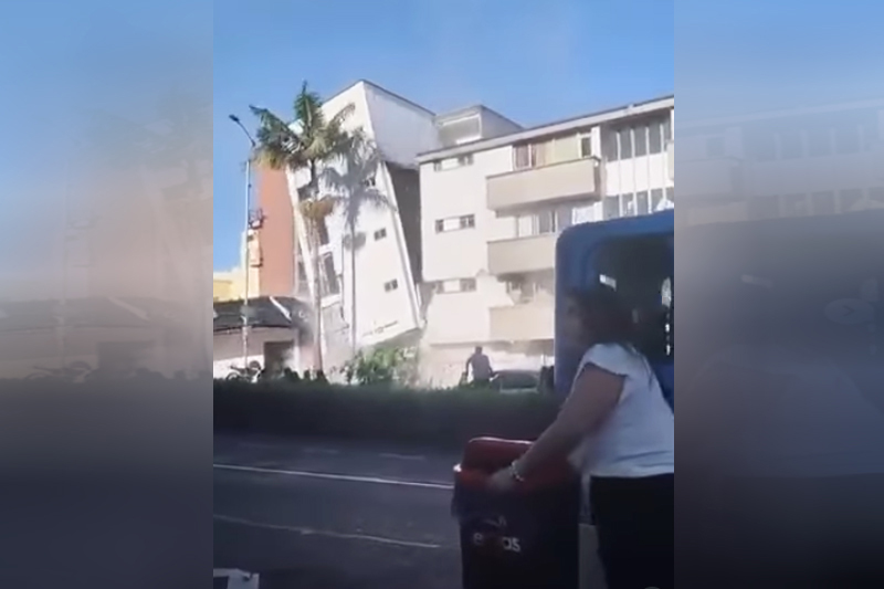 Prédio desaba em Bogotá com terremoto de 7,4 graus nesta segunda-feira (Imagem: Instagram/Reprodução)