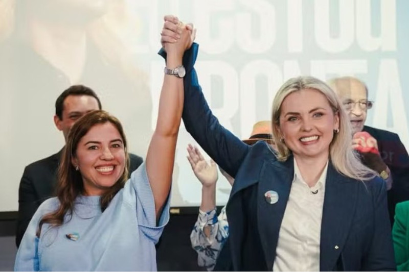 Fabiana Torquato, candidata a vice, Clariana Brandão, que disputa a mpresidência: candidatuyras do Democracia Cristã (Foto: DC/Divulgação)