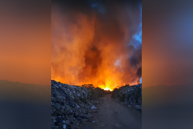 Incêndio em lixão dura 18 horas e combate ao fogo é complexo, afirma o Corpo de Bombeiros Imagem: WhatsApp/Reprodução)
