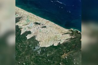 Lençóis Maranhenses vistos do espaço: deserto de água, segundo a Nasa (Foto: Nasa Earth Observatory/Michala Garrison)