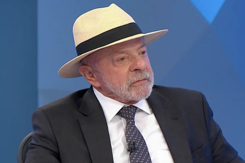 Presidente Luiz Inácio Lula da Silva em sabatina na TV Globo: negação sobre lobista e dados sobre dívida pública (Imagem: TV Globo/Reprodução)