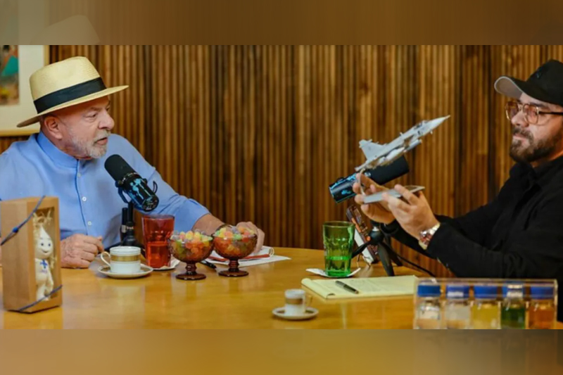 Presidente Lula no pdocast Meteoro Brasil: análise da política na América Latina (Foto: Ricardo Stuckert/PR)