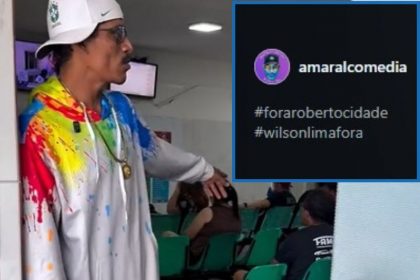 Denilson Franco no vídeo com as hashtags "#forarobertocidade" e "#wilsonlimafora": crítica está no direito da liberdade de expressão, mas hastag configura propaganda eleitoral negativa (Foto: Rede social/reprodução)