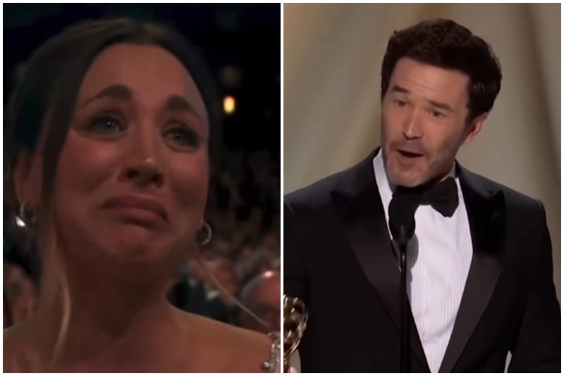 Atriz Kaley Cuoco chora com homenagem do marido, Tom Pelphrey (Imagens: Facebook/Reprodução)