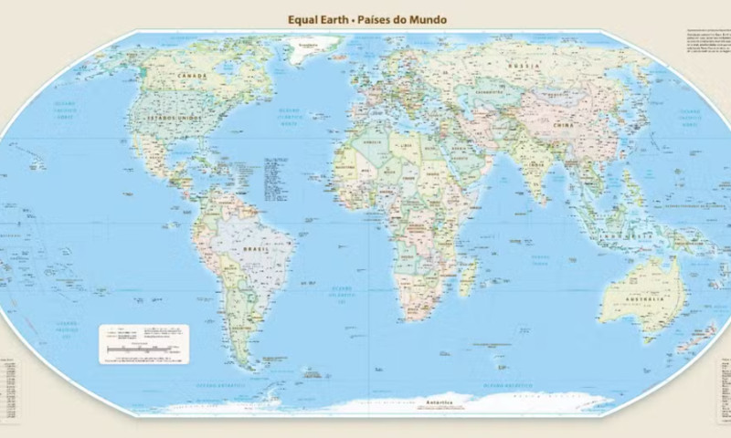 Novo mapa-múndi altera representações cartográficas de vários países (Foto: Divulgação)