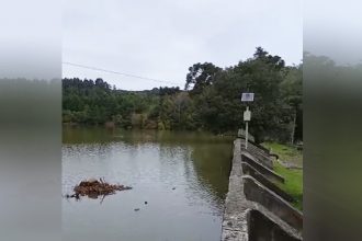 Barragem Arroio São Luiz, em São Marcos (RS): alerta sobre risco de rompimento (Imagem: Instagram/Reprodução)