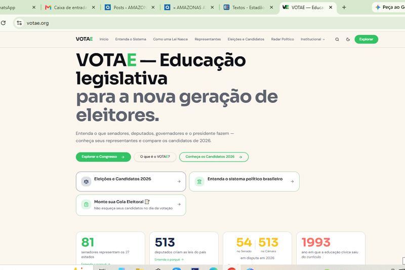 Site votae.org foi criado por adolescente de 16 anos para orientar jovens sobre as eleições (Foto: am atual)