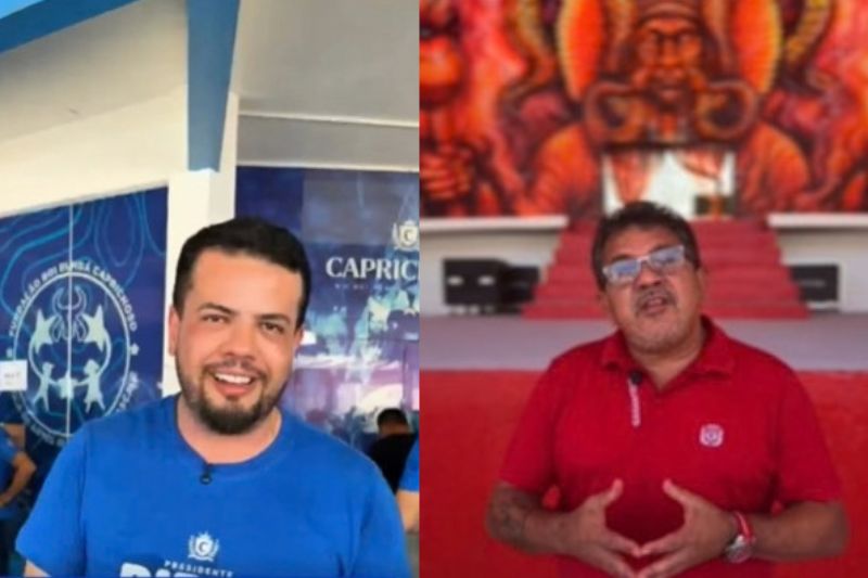 Diego Mascarenhas (de azul) e Marialvo Brandão (de vermelho) foram eleitos os novos presidentes dos bois Caprichoso e Garantido (Foto: Rede social/reprodução