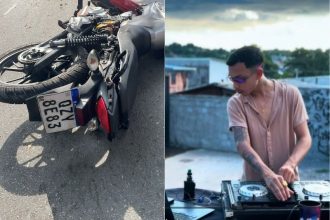 O jovem Cauã, conhecido como "DJ Xavonelly", chegou a receber massagem cardíaca na ambulância, mas não resistiu (Foto: WhatsApp/reprodução)