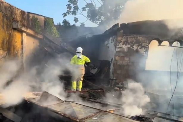 O Corpo de Bombeiros combateu o fogo com uma viatura e dois caminhões-pipa (Foto: Rede social/reprodução)