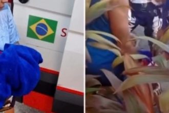 O bebê foi encontrado em frente a uma casa na Rua Itajá, no bairro Novo Aleixo (Foto: WhatsApp/reprodução)