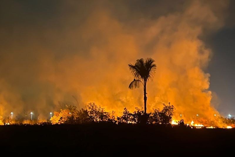 O fogo foi controlado pelo Corpo de Bombeiros Militar do Amazonas (Foto: WhatsApp/reprodução)