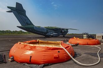 Avião KC-390 Millenium será usado no combate a incêndios (Foto: Mayangdi Inzaulgarat/Prevfogo/Ibama)