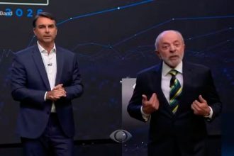 Flavio Bolsonaro e Lula no debate da Band