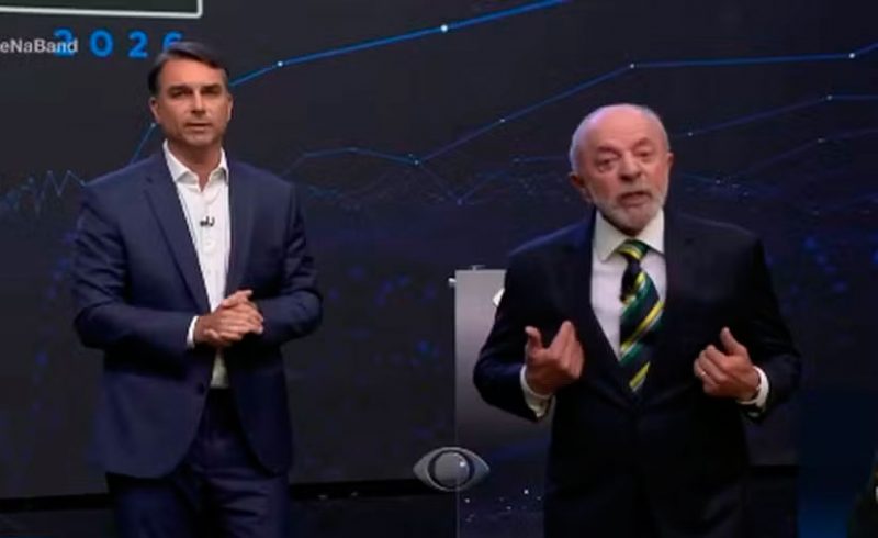 Flavio Bolsonaro e Lula no debate da Band