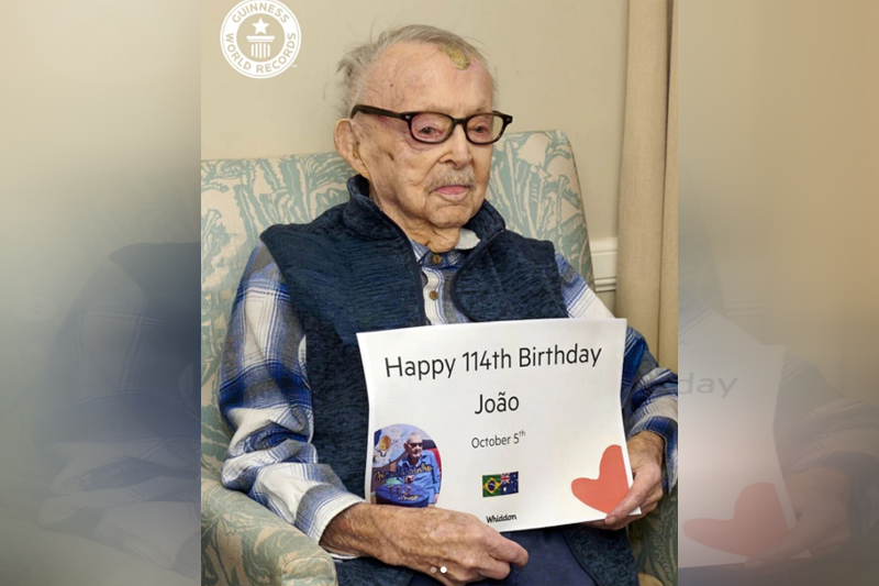 João Marinho Neto completou 114 anos no dia 5 de outubro (Foto: Guiness Book/Instagram)