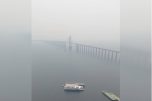 Fumaça diminui visibilidade na Ponte Rio Negro neste sábado (Imagem: Facebook/Reprodução)