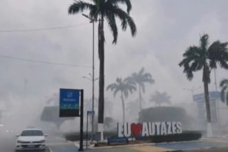 O Sistema Eletrônico de Vigilância Ambiental registrou concentração de 750,7 µg/m³ de material particulado fino (MP2,5) no município (Foto: WhatsApp/reprodução)