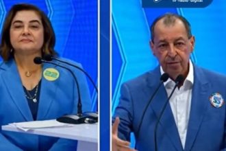 Omar Aziz classificou como “narrativas” acusações levantadas pela adversária durante debate na TV Norte Amazonas (Foto: Reprodução)