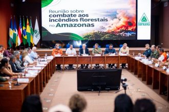 Na noite deste sábado, o governador do Amazonas reuniu-se com ministros do governo federal, em Manaus (Foto: Divulgação/assessoria)